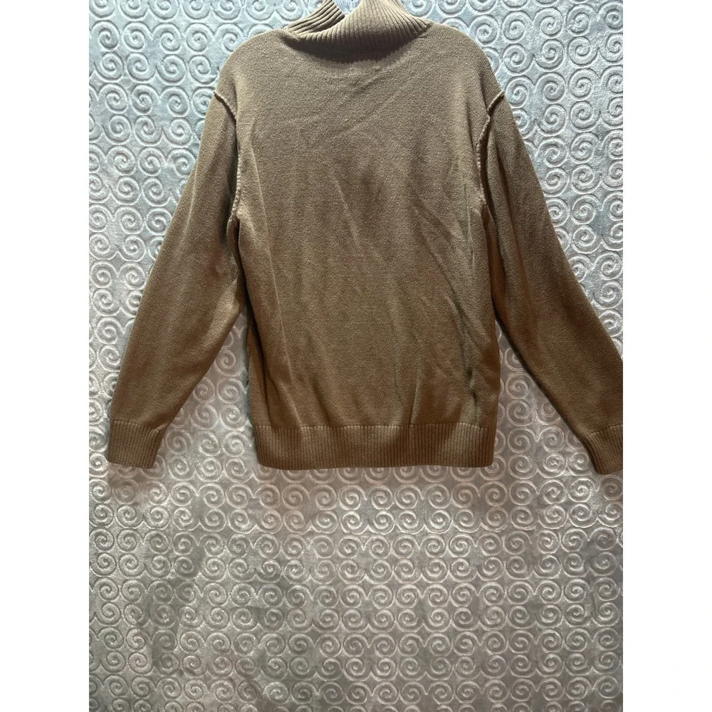 Haggar Mens Brown Knit Mock Neck Button Up Pullover Sweater L G‎ - Picture 8 of 8